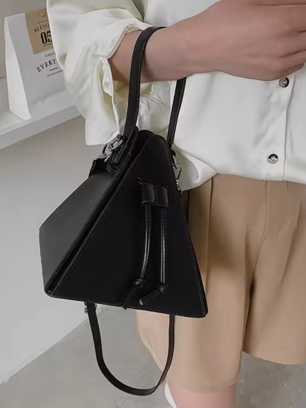 New faux leather pyramid purse